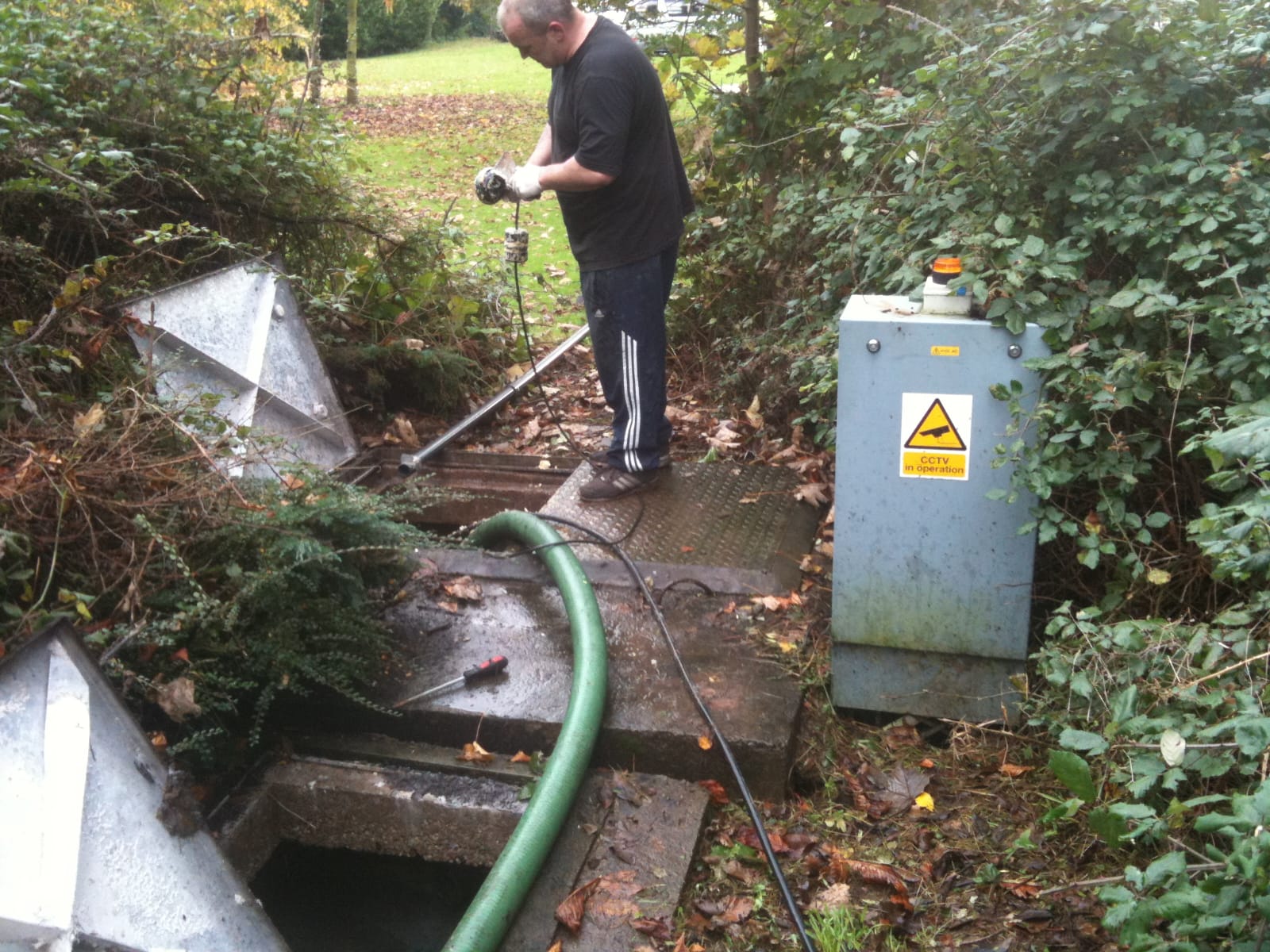 Retro-Cleanse engineer servicing a pumping station chamber